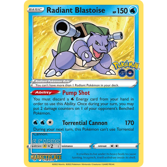 Radiant Blastoise #18 (Pokémon GO) · Foil · Near Mint