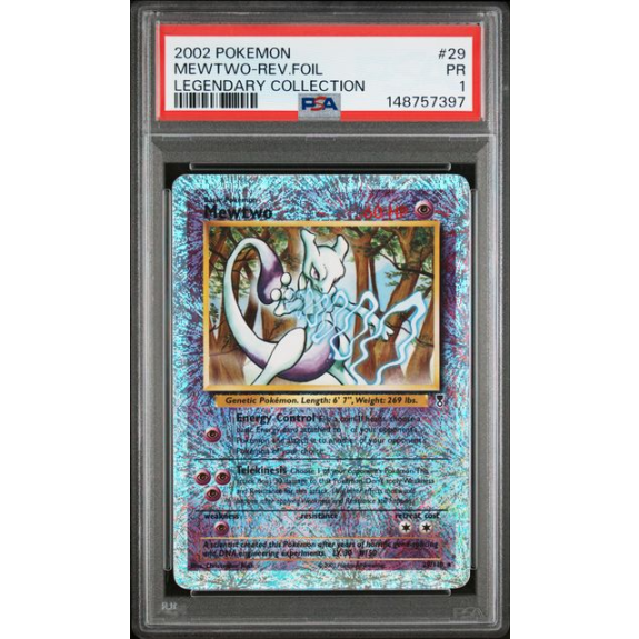MEWTWO-REV.FOIL #29 LEGENDARY COLLECTION PSA 1