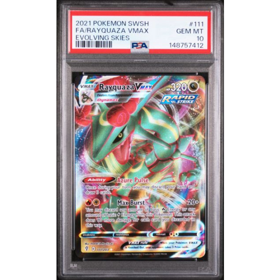 FA/RAYQUAZA VMAX #111 EVOLVING SKIES PSA 10